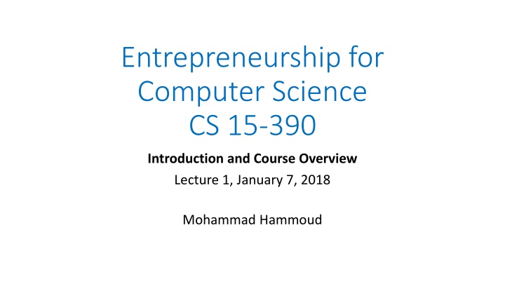 Entrepreneurship for Computer Science Students