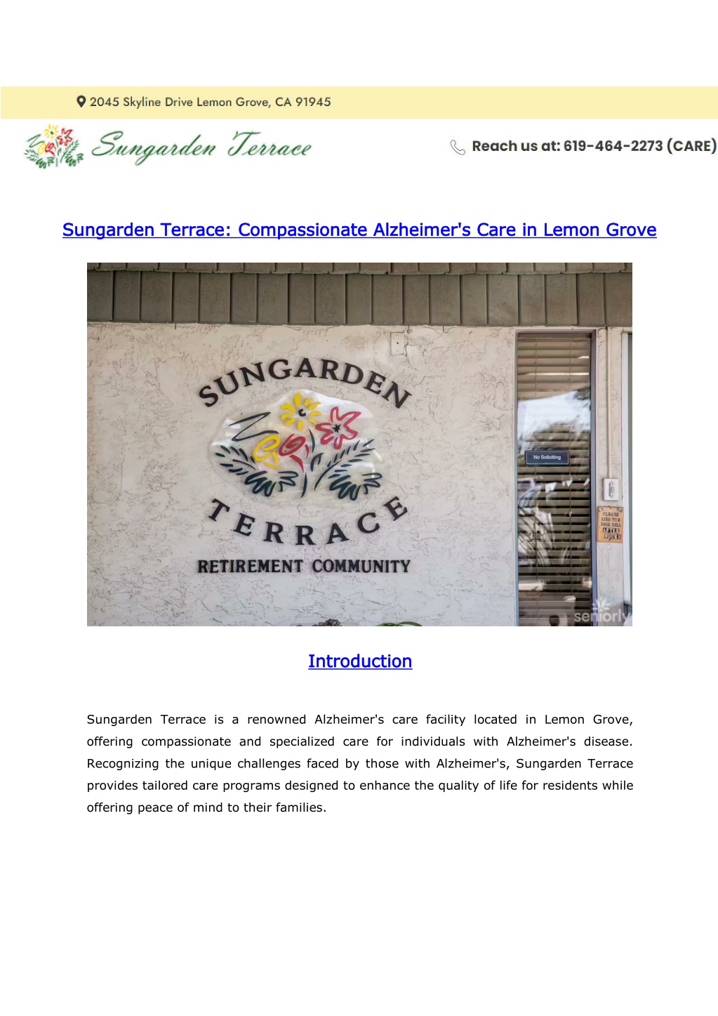 sungarden terrace compassionate alzheimer s care l.w