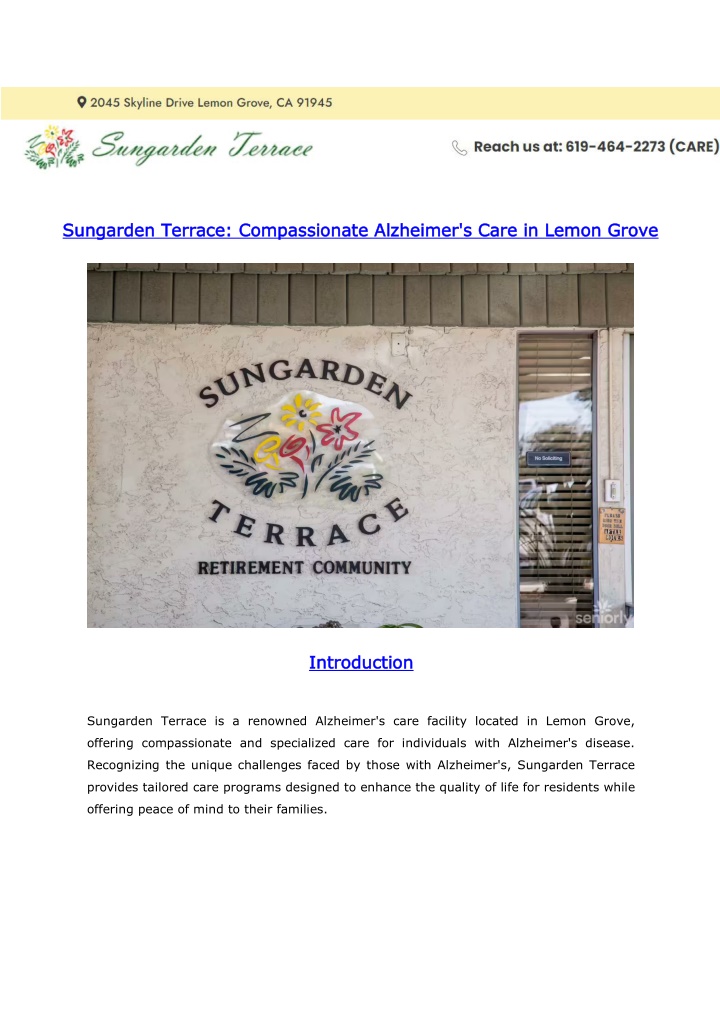 sungarden terrace compassionate alzheimer s care n.w