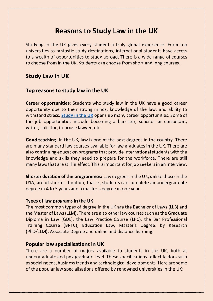 reasons to study law in the uk n.w