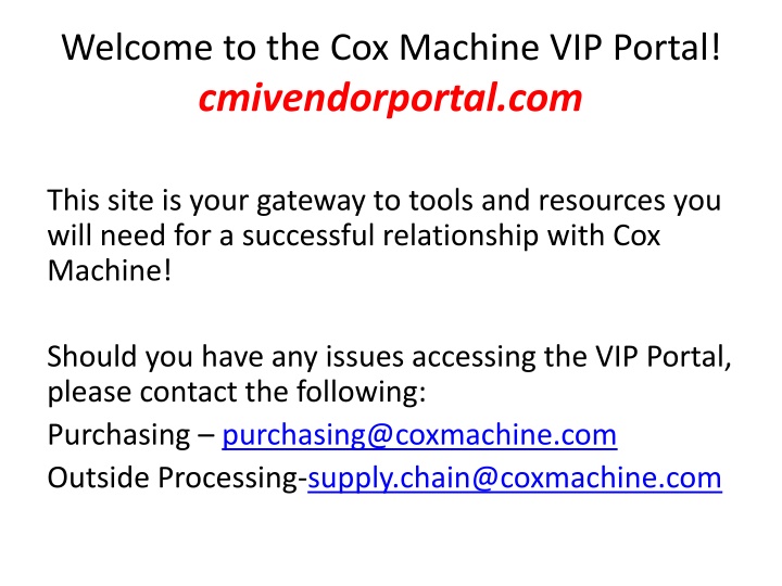Welcome to Cox Machine VIP Portal: Tools and Resources for Successful Partnership