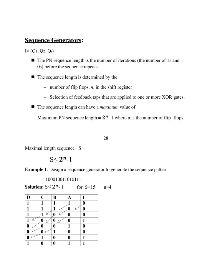 Sequence Generators in Digital Circuits
