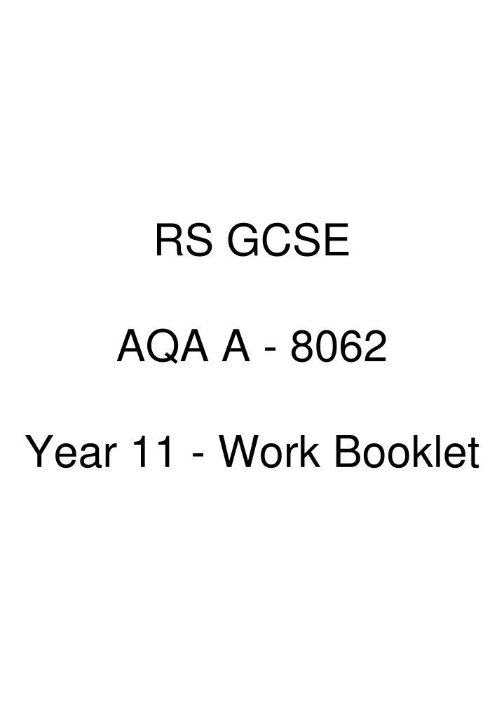 Christianity and Family Values in RS GCSE Year 11