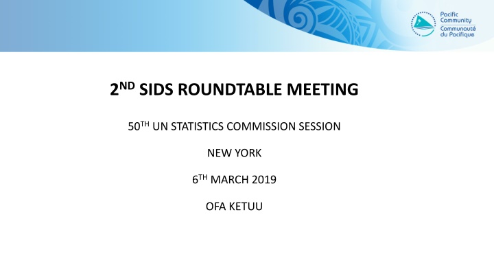 Pacific Statistics Development Governance Committee Meeting Objectives