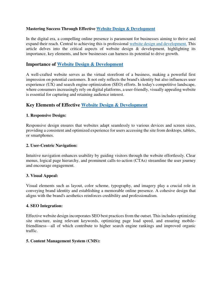 mastering success through effective website n.w