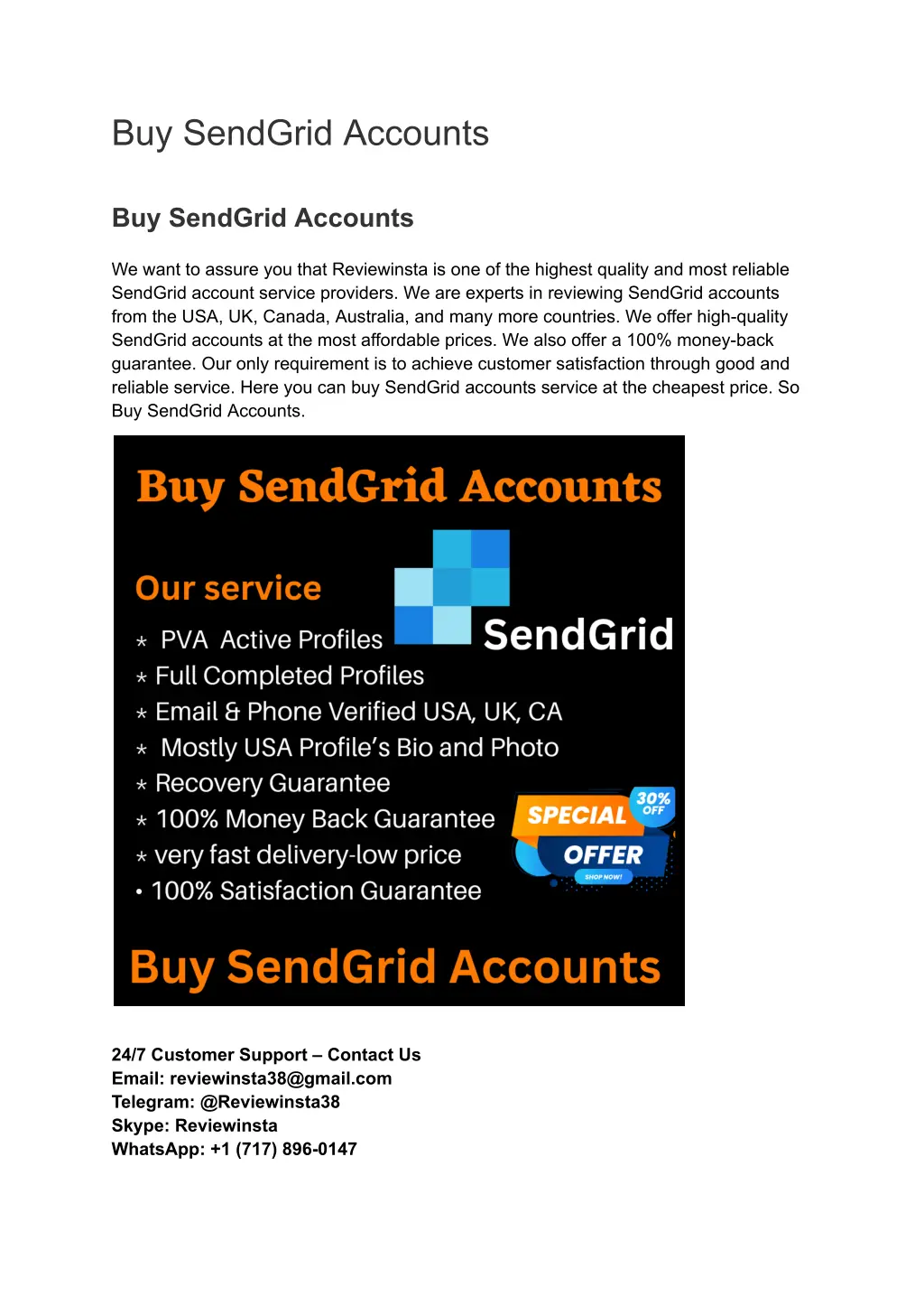 buy sendgrid accounts n.