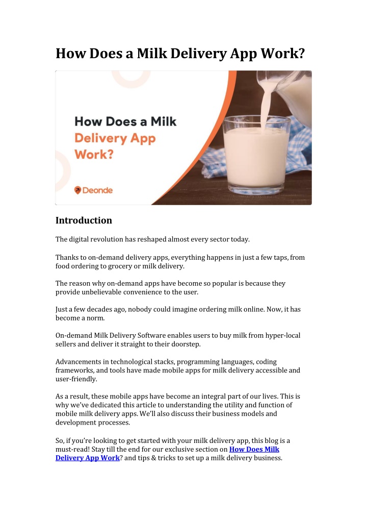 How Does a Milk Delivery App Work?