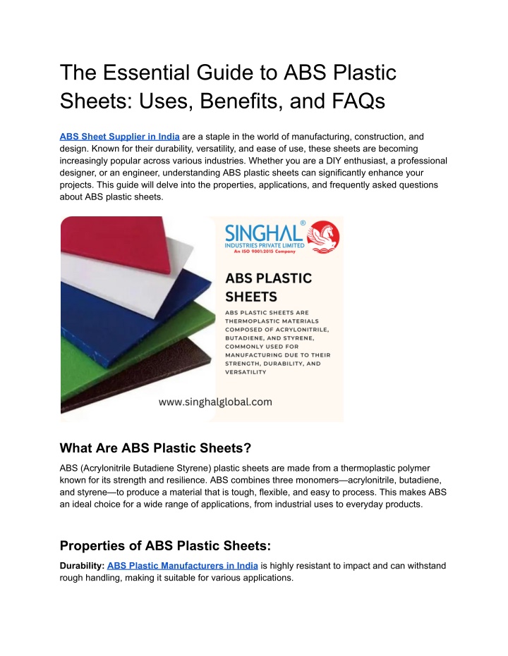 the essential guide to abs plastic sheets uses n.w