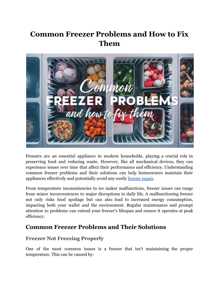 common freezer problems and how to fix them n.w