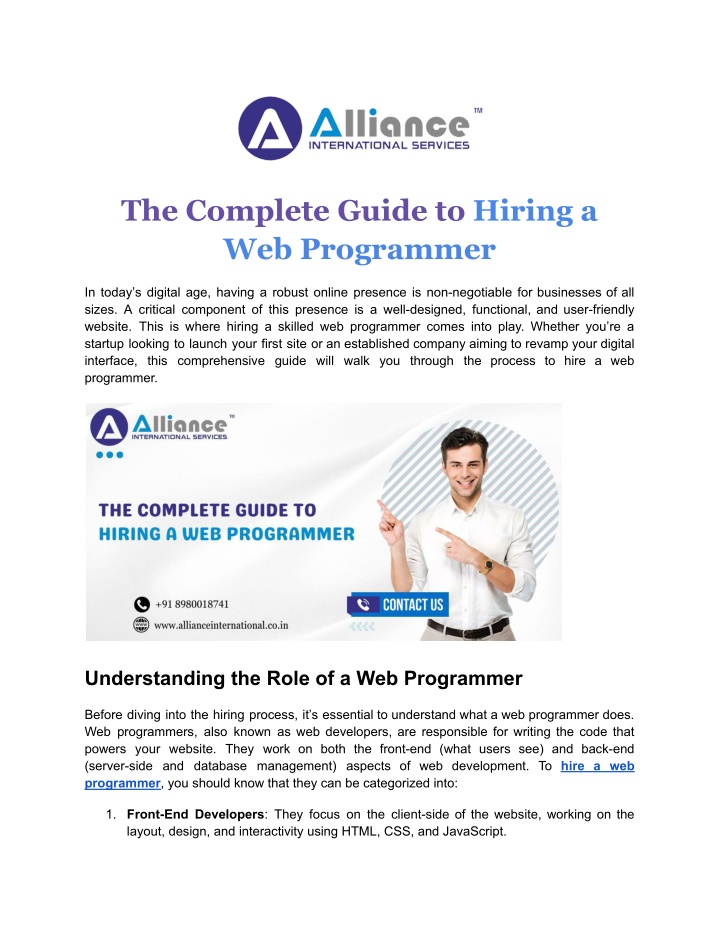 the complete guide to hiring a web programmer n.w
