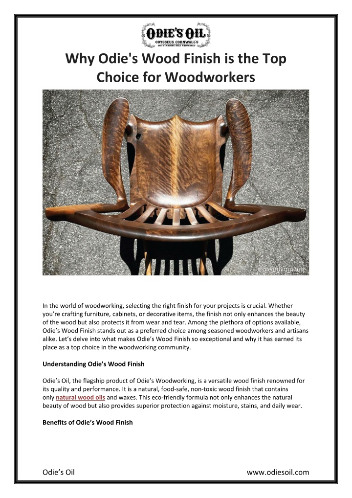 why odie s wood finish is the top choice n.w