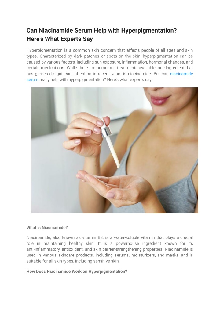 can niacinamide serum help with hyperpigmentation n.w