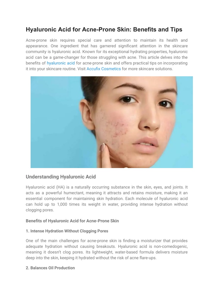 hyaluronic acid for acne prone skin benefits n.w
