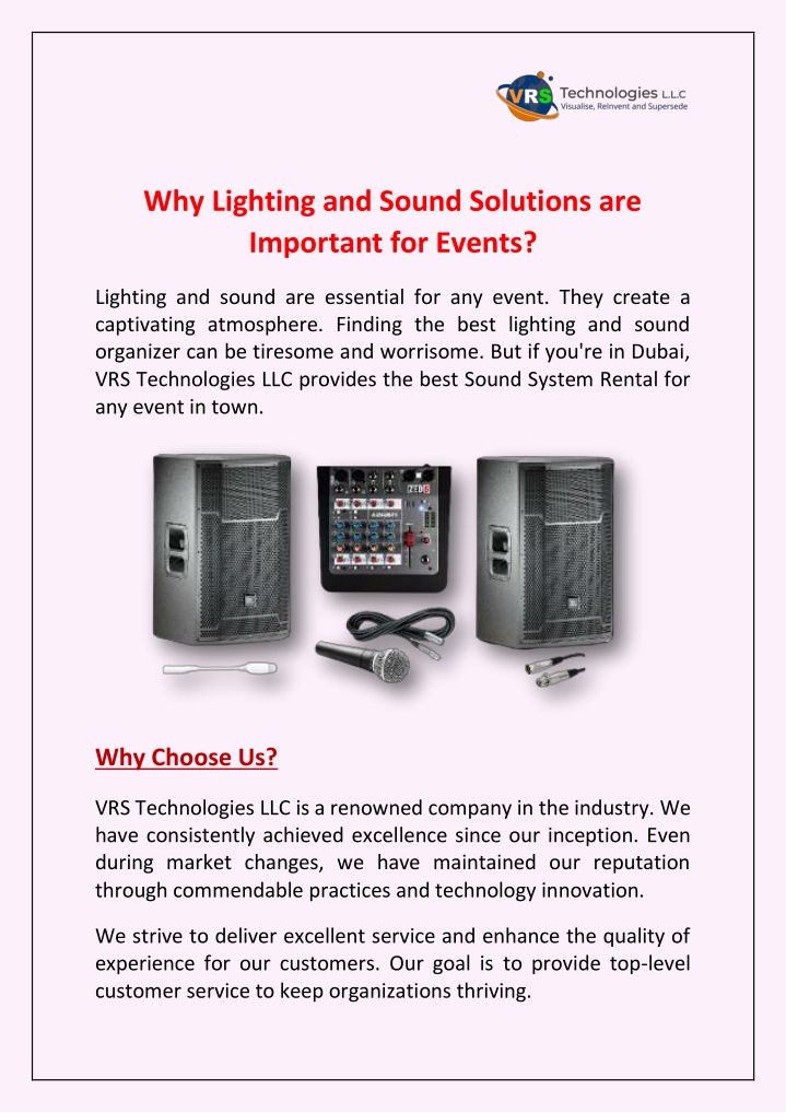why lighting and sound solutions are important n.w