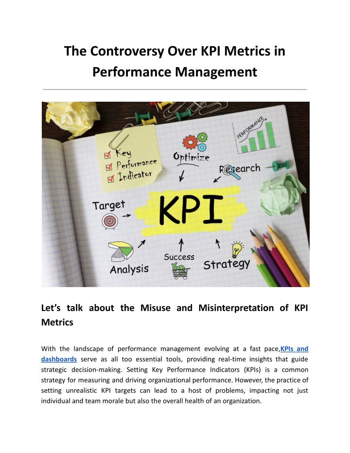 the controversy over kpi metrics in performance n.w