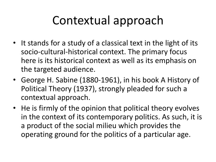 Political Theory through a Contextual Approach