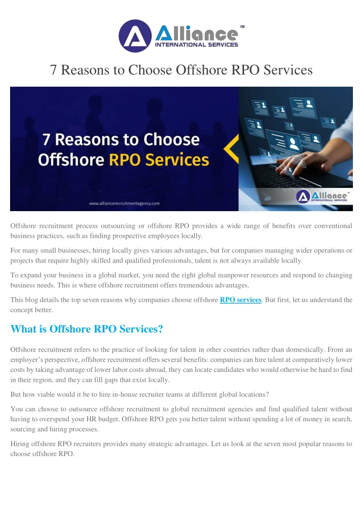 7 reasons to choose offshore rpo services n.w