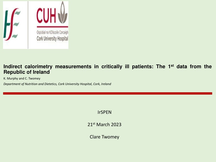 Indirect Calorimetry Measurements in Critically Ill Patients: Insights from Ireland