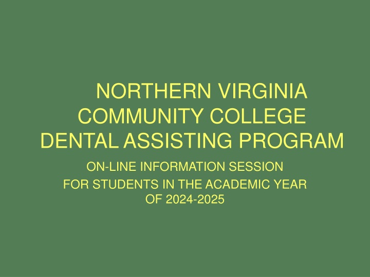 Northern Virginia Community College Dental Assisting Program Information Session