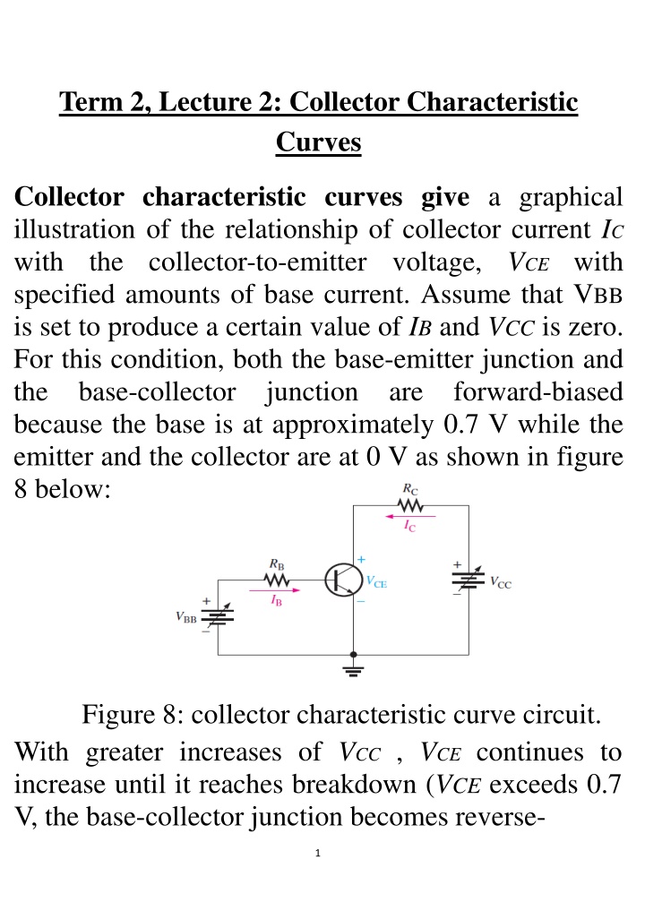Transistor Operation through Collector Characteristic Curves