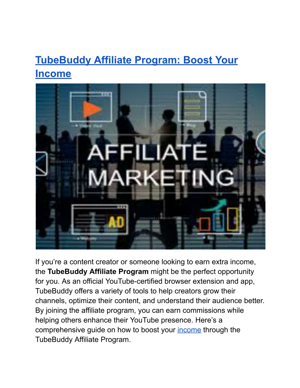 tubebuddy affiliate program boost your income l.w