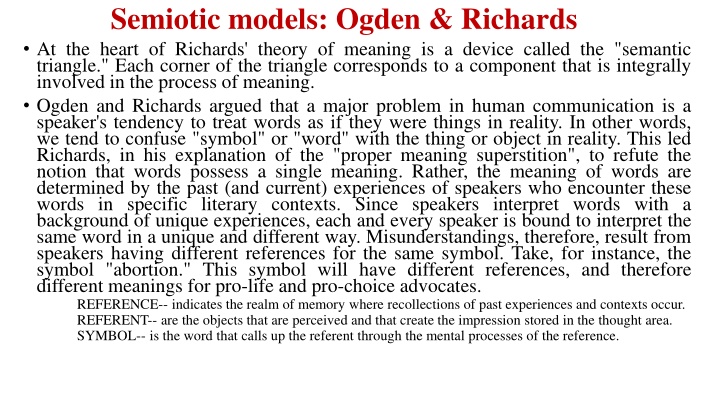 Semiotic Models: Theory of Meaning by Ogden & Richards