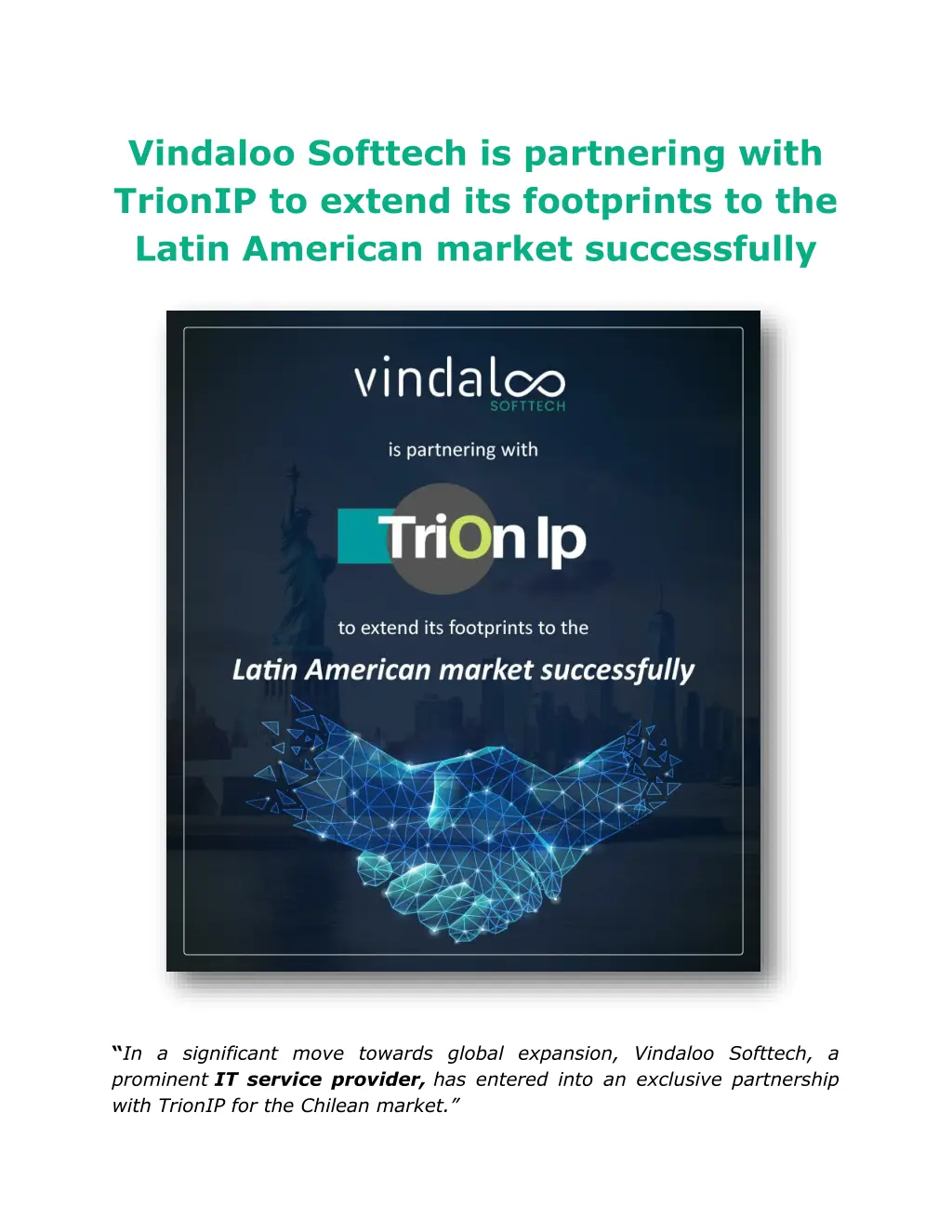 vindaloo softtech is partnering with trionip n.