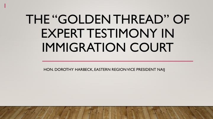 Expert Testimony in Immigration Court by Hon. Dorothy Harbeck