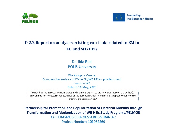 Comparative Analysis of Electrical Mobility Curricula in European and Western Balkan Higher Education Institutions