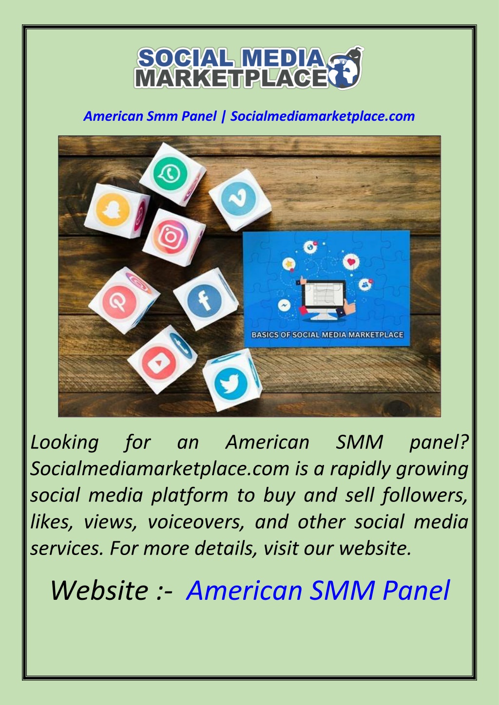 american smm panel socialmediamarketplace com l.w