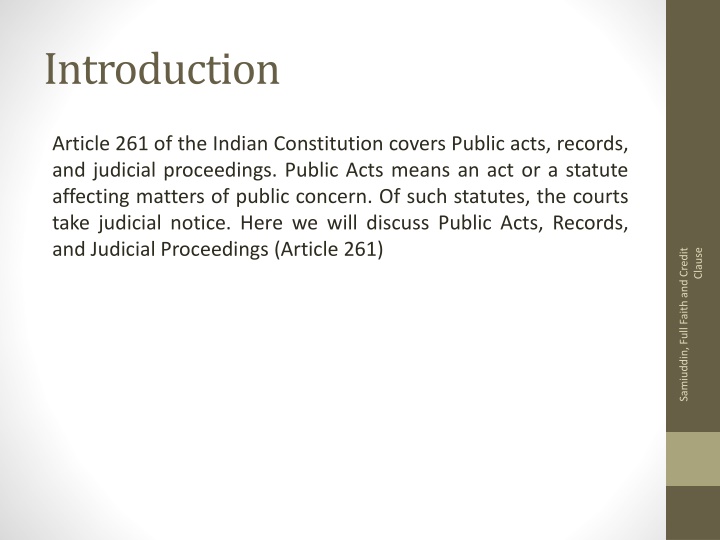 Article 261 of the Indian Constitution
