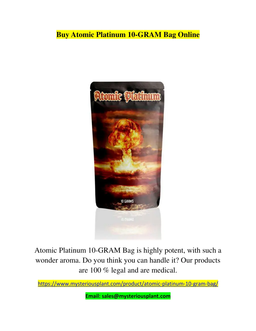 buy atomic platinum 10 gram bag online n.