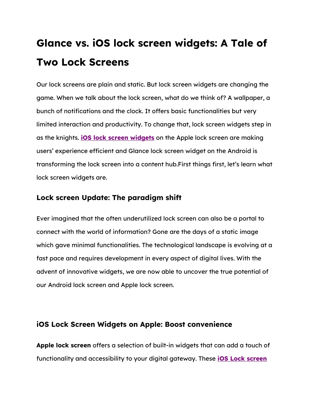 glance vs ios lock screen widgets a tale of l.w