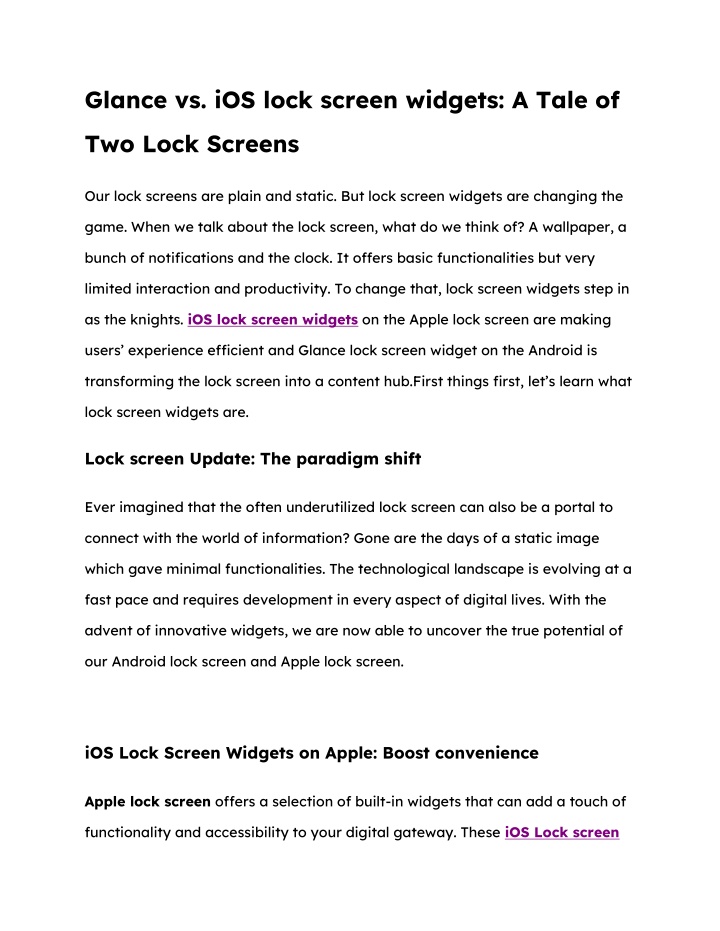 glance vs ios lock screen widgets a tale of n.w