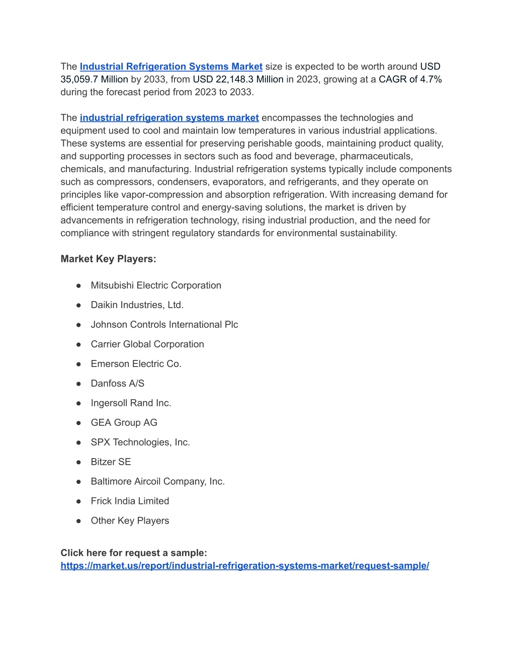 the industrial refrigeration systems market size l.w