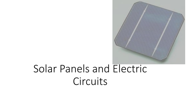 Electric Circuits and Solar Panels