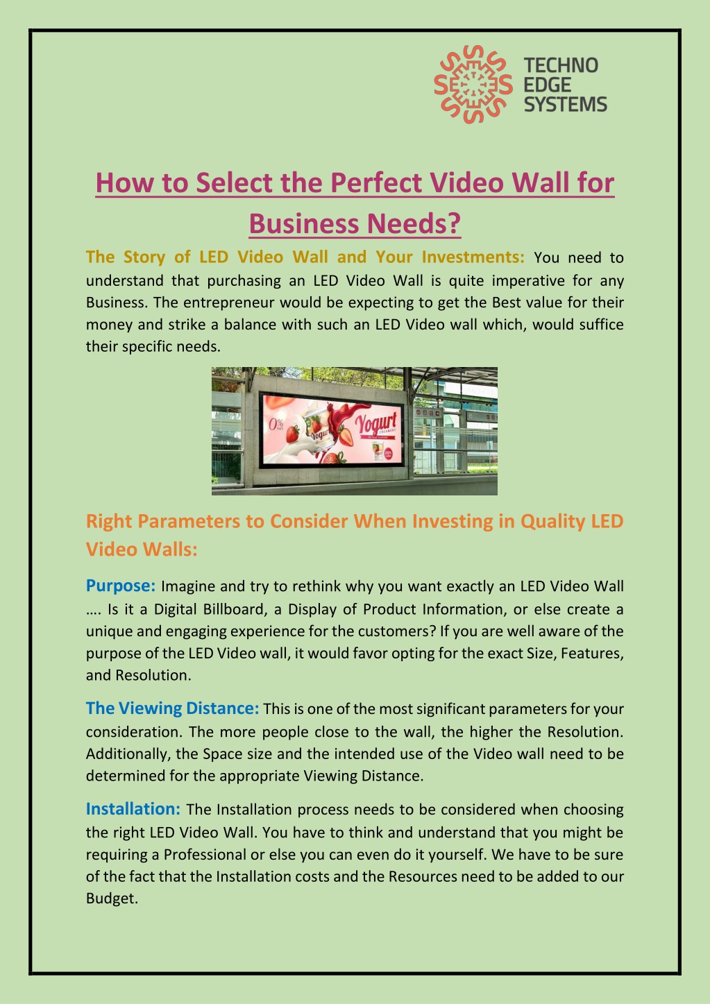 how to select the perfect video wall for business l.w