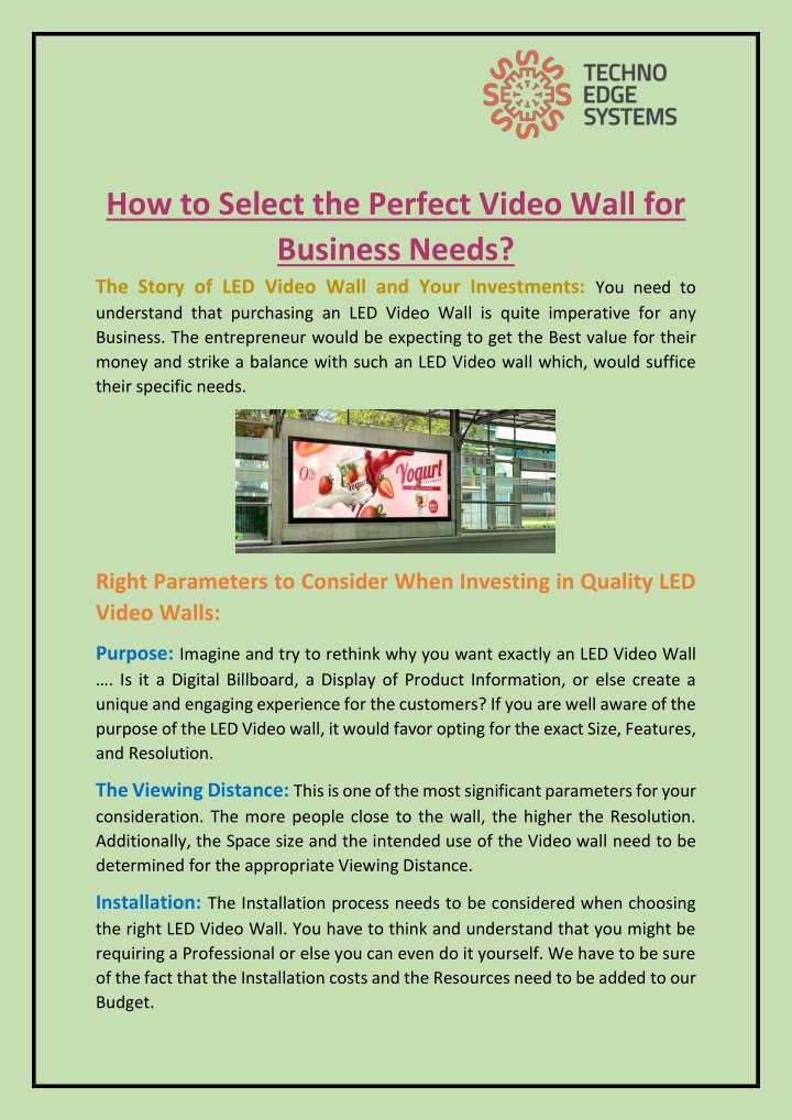 how to select the perfect video wall for business n.w