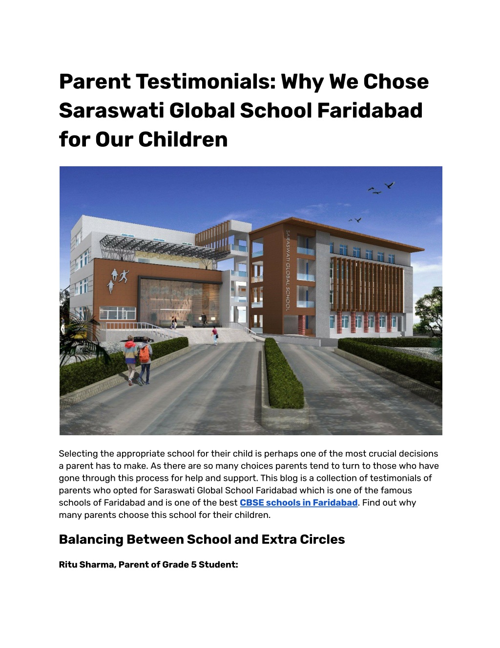 parent testimonials why we chose saraswati global l.w