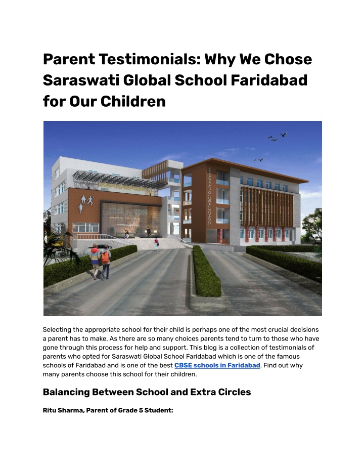 parent testimonials why we chose saraswati global n.w