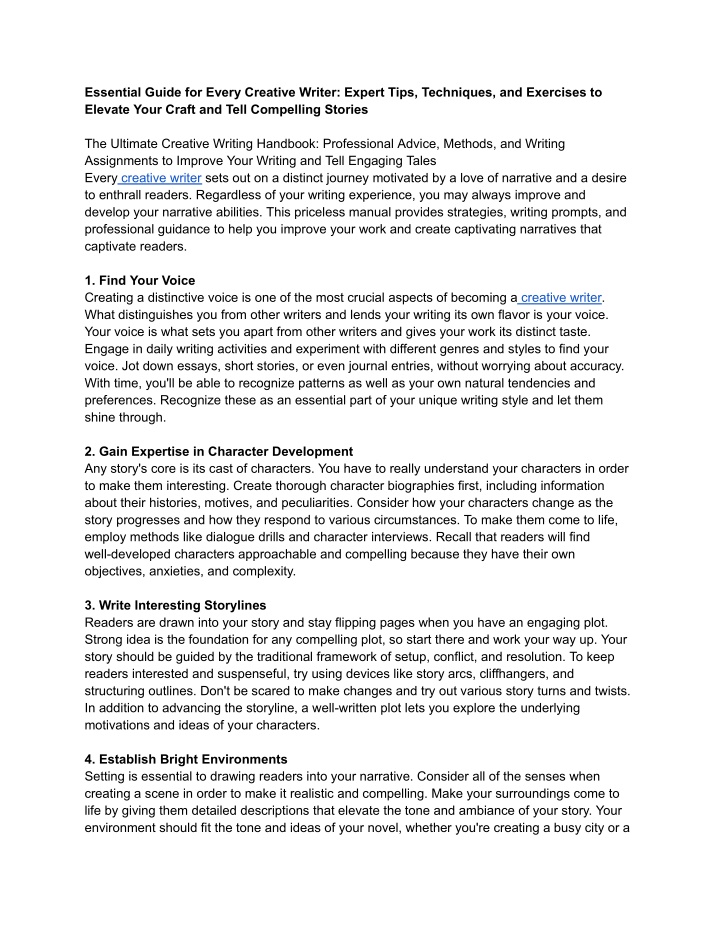 essential guide for every creative writer expert n.w