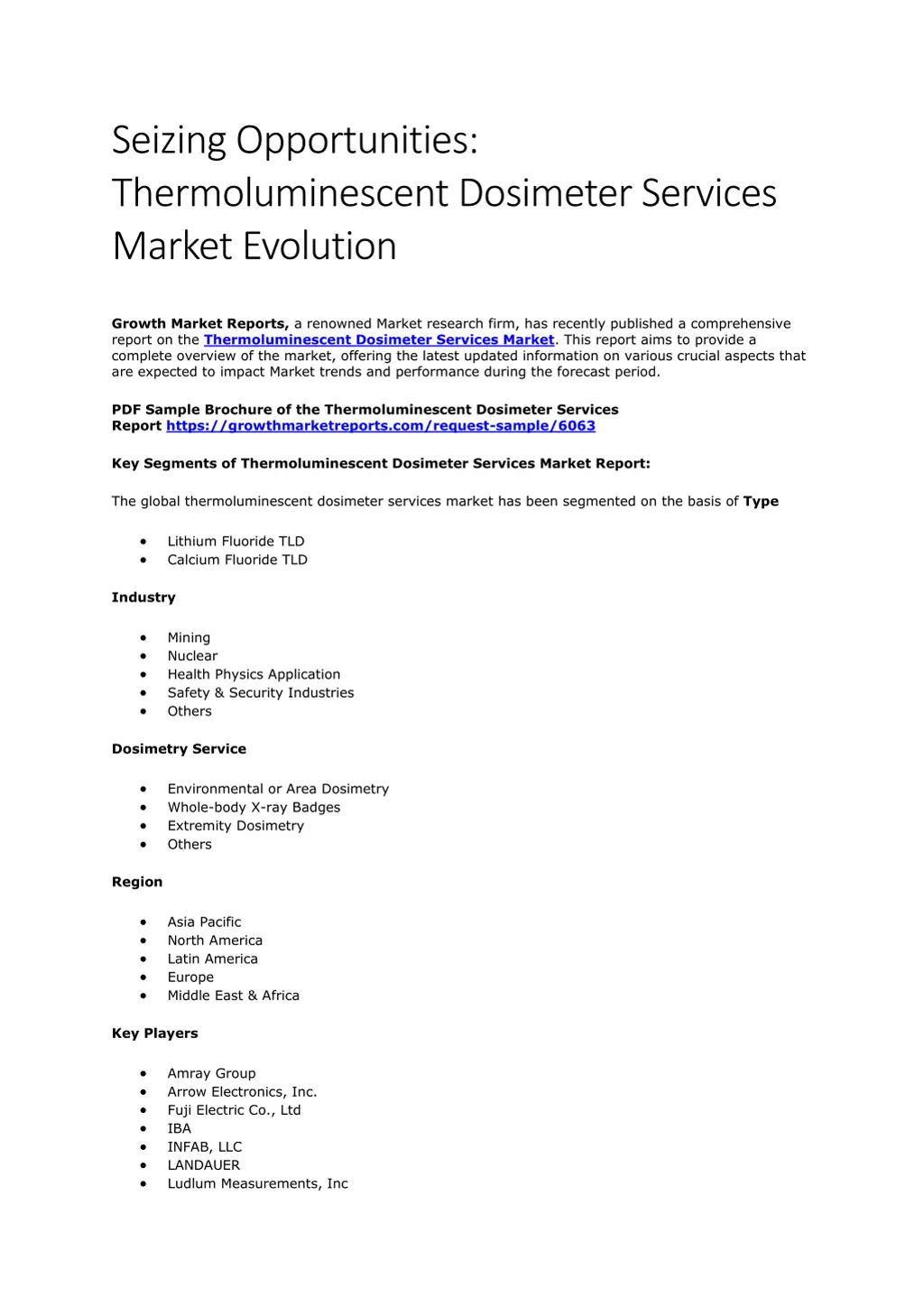 seizing opportunities thermoluminescent dosimeter n.