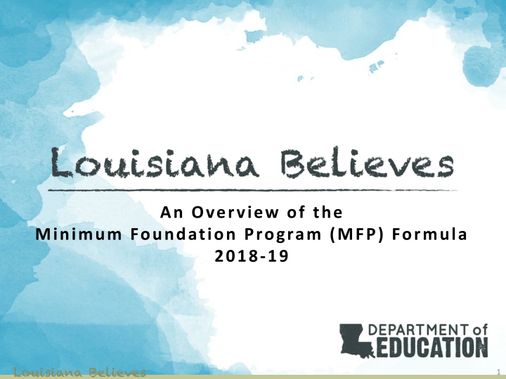 Louisiana's MFP Formula 2018-19