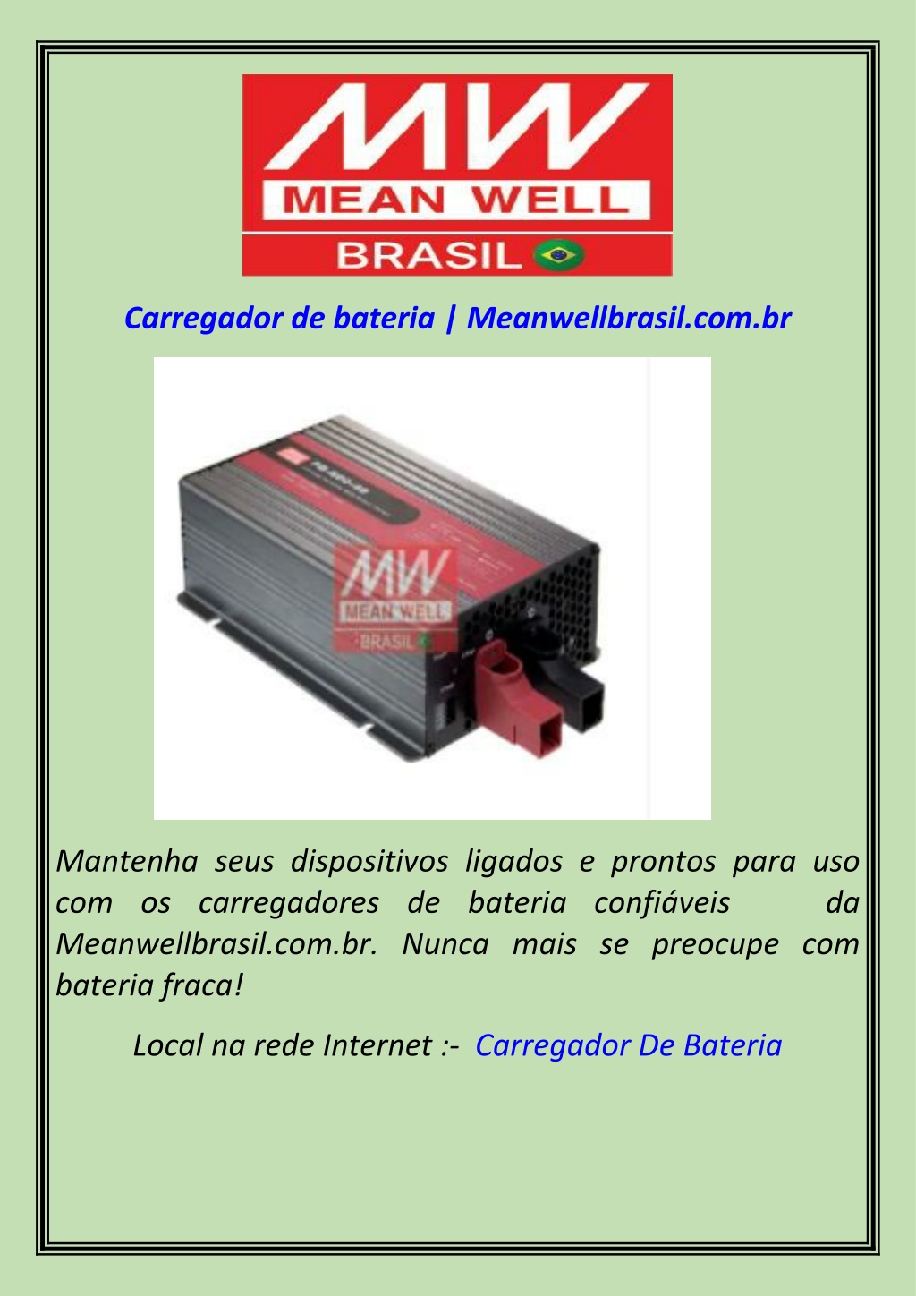 carregador de bateria meanwellbrasil com br l.w