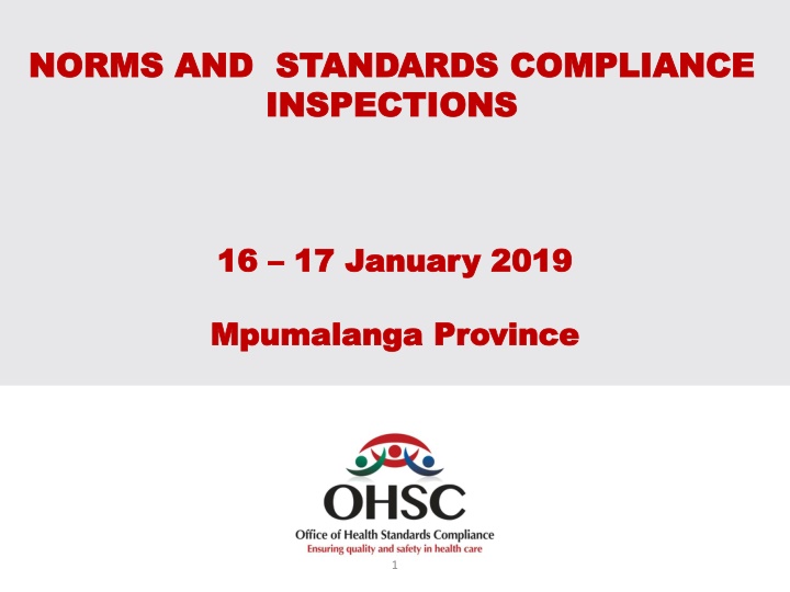Overview of Norms and Standards Compliance Inspections in Mpumalanga Province