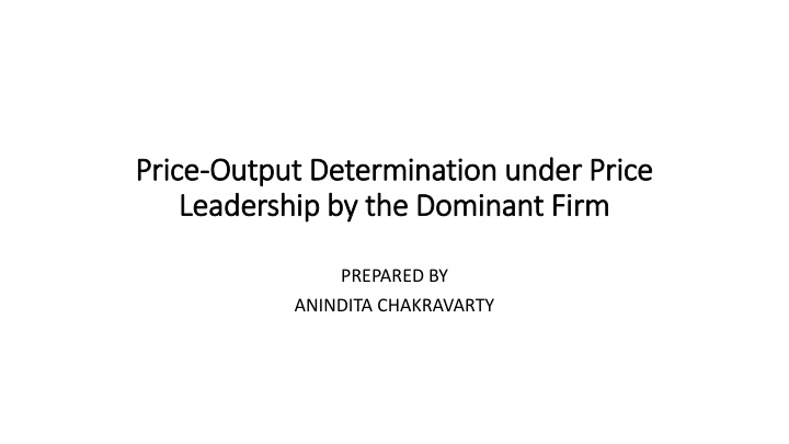 Price Leadership in Market Dynamics