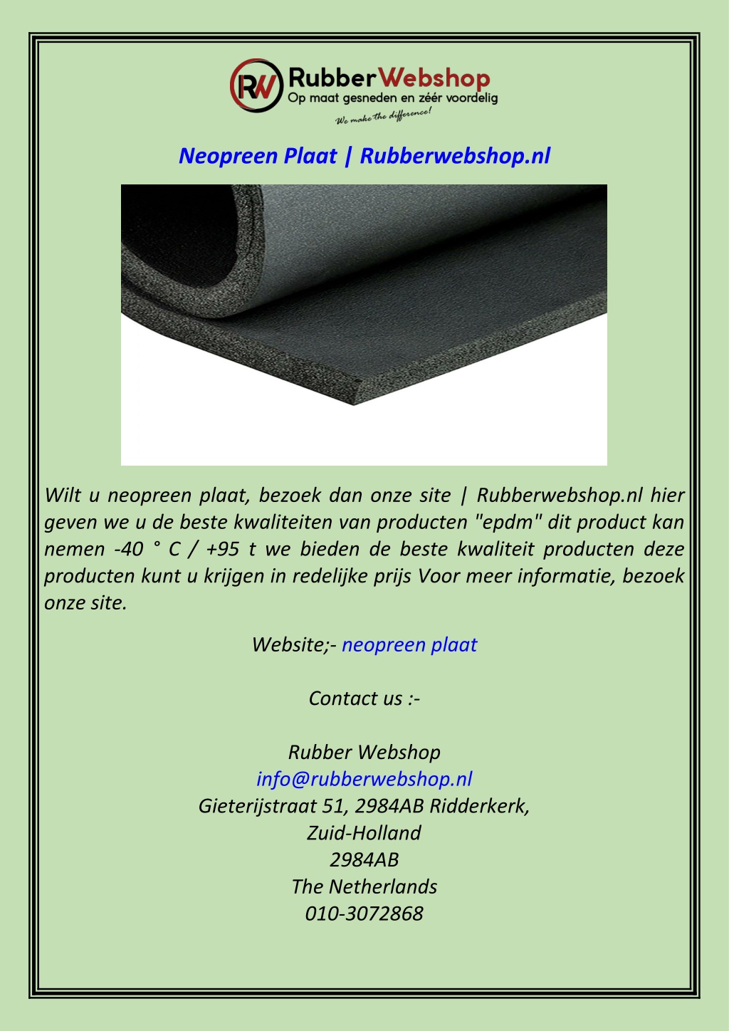 neopreen plaat rubberwebshop nl l.w