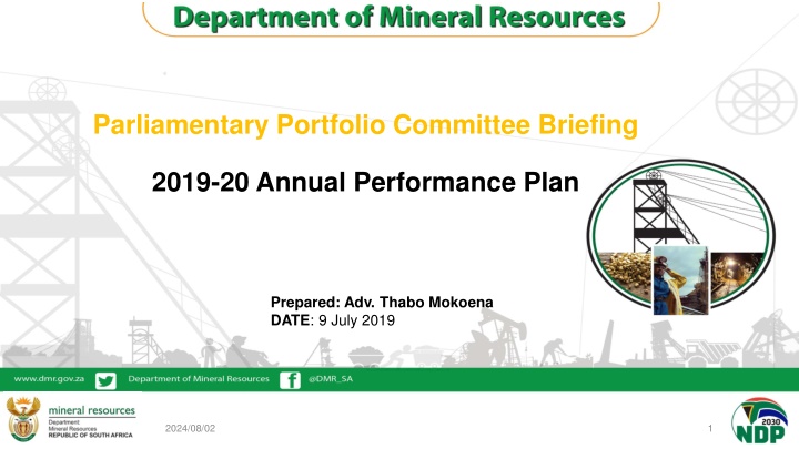 Parliamentary Portfolio Committee Briefing on 2019-20 Annual Performance Plan