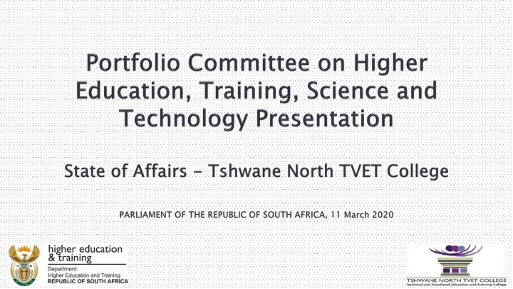 Overview of TNC State of Affairs Presentation