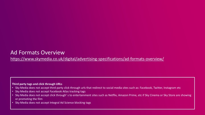 Sky Media Advertising Specifications Overview